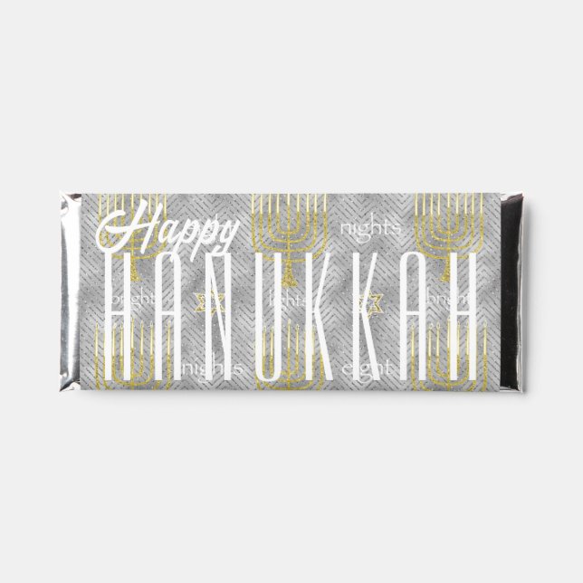Hanukkah Happy Elegant Menorahs Hershey Bar Favors (Front)