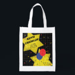 Hanukkah Happy Game On Grocery Bag<br><div class="desc">Hanukkah Happy Game On, white 2-sided bag. All design elements can be edited. All editable text can be deleted and replaced with your own message. Use your favorite font color, size, and style. Happy Hanukkah/Chanukah! Style: Reusable Bag Go green and save the planet with our reusable grocery bag! Made with...</div>