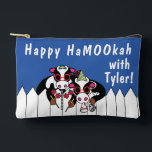 Hanukkah Happy HaMOOkah Accessory Pouch<br><div class="desc">Hanukkah Happy HaMOOkah, Dreidel Game Pouch. All design elements can be edited. Change editable text using your favorite font style, color, and size. Fill your pouch with dreidels, and playing treats. Game on!!! Happy Hanukkah! Bag Type: Print Cut Sew Small AccessoBag Type: Print Cut Sew Small Accessory Pouch Our pouches...</div>