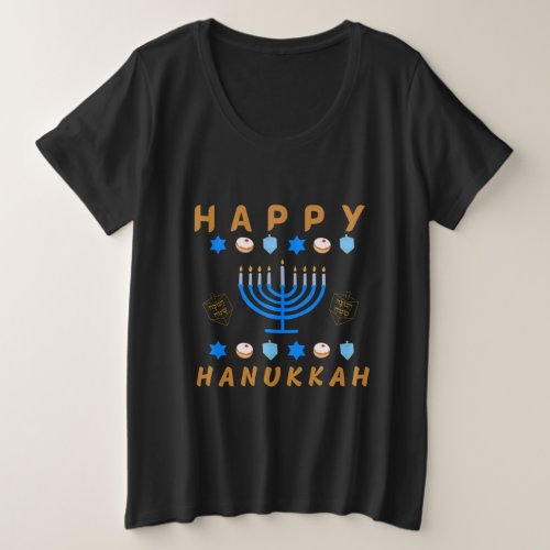 hanukkah  happy hanukkah menorah chanukah channuka plus size T_Shirt