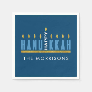 Hanukkah Happy Hanukkah Menorah Personalized Napkins