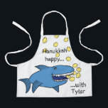 Hanukkah Happy Shark Apron<br><div class="desc">Hanukkah Happy Shark Apron. Personalize by deleting text and adding your own. Use your favorite font style, color, and size. Be sure to choose size and strap color. All design elements can be transferred to other Zazzle products and edited. Happy Hanukkah! Thanks for stopping by. Much appreciated! Size: All-Over Print...</div>