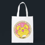 Hanukkah Happy with Pink Bunny Grocery Bag<br><div class="desc">Hanukkah Happy with Pink Bunny, white 2-sided bag. All design elements can be edited. All editable text can be deleted and replaced with your own message. Use your favorite font color, size, and style. Happy Hanukkah/Chanukah! Style: Reusable Bag Go green and save the planet with our reusable grocery bag! Made...</div>