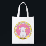 Hanukkah Happy with Pink Lambie Grocery Bag<br><div class="desc">Hanukkah Happy with Pink Lambie, white 2-sided bag. All design elements can be edited. All editable text can be deleted and replaced with your own message. Use your favorite font color, size, and style. Happy Hanukkah/Chanukah! Style: Reusable Bag Go green and save the planet with our reusable grocery bag! Made...</div>
