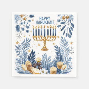 Hanukkah Harmony watercolor Festival of Lights Napkins
