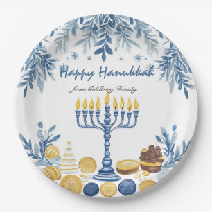 Hanukkah Harmony, watercolor  Paper Plates