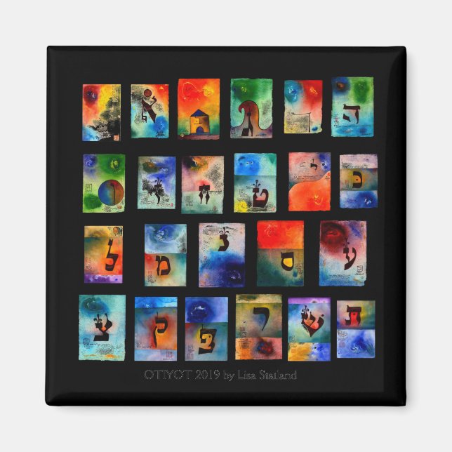 Hanukkah Hebrew Letters  Otiyot Gift Magnet (Front)