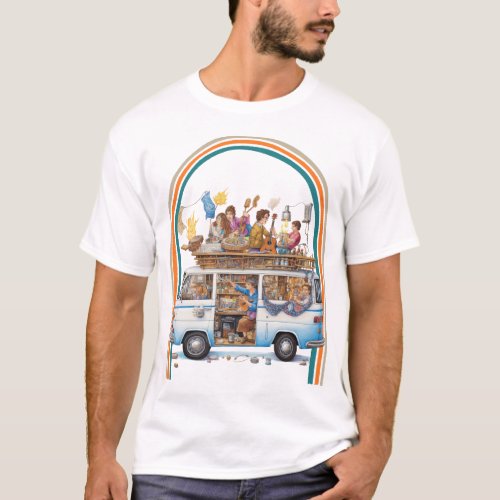Hanukkah Hippie Van Retro T_Shirt