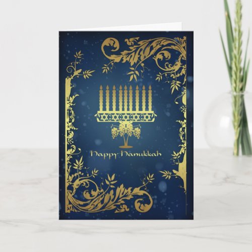 hanukkah holiday card with menorah