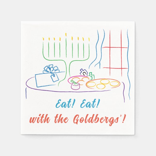Hanukkah Holiday Dinner Napkins (Front)