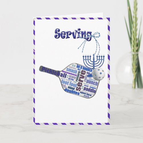 Hanukkah holiday pickleball greeting card