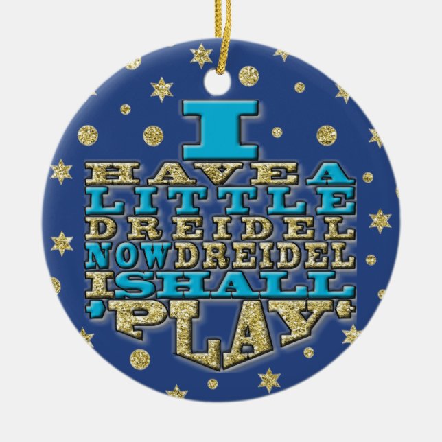 Hanukkah "I Have a Little Dreidel"/Circle Ornament (Front)