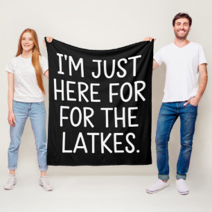 Hanukkah I'm Just Here For The Latkes Jewish Fleece Blanket