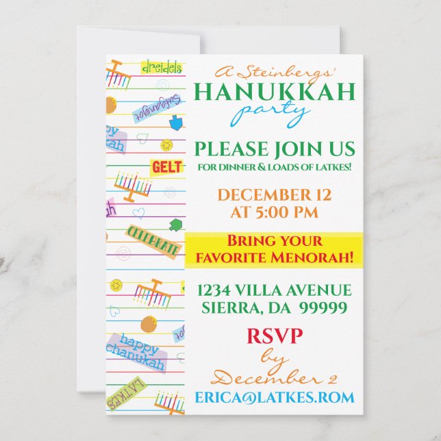 Hanukkah Invitation Party Design (Front)