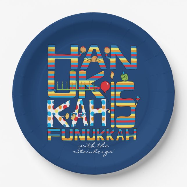 Hanukkah is Funukkah Happy Paper Plates (Front)