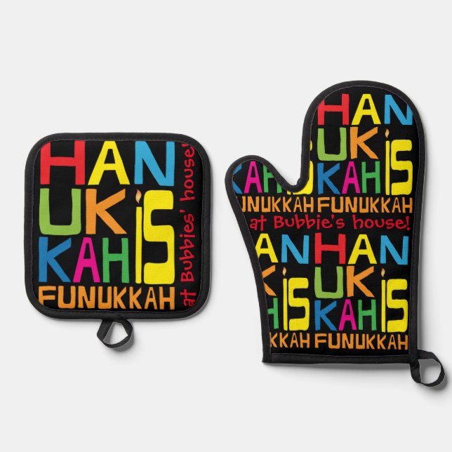 Hanukkah is Funukkah Oven Mitt & Pot Holder Set (Front)