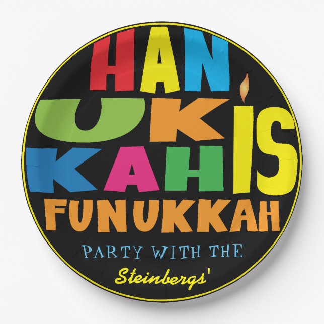 Hanukkah is Funukkah Paper Plates (Front)