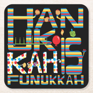 Hanukkah Is Funukkah Square Paper Coaster