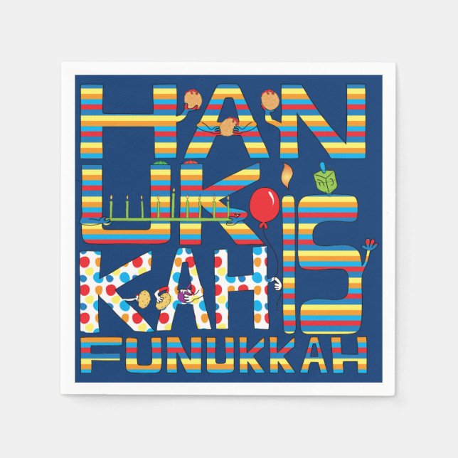 Hanukkah Is Funukkah Stripes Napkins (Front)