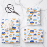 Hanukkah Jelly Donut Star of David Wrapping Paper<br><div class="desc">Hanukkah Jelly Donut Star of David Wrapping Paper sheet set of three.</div>