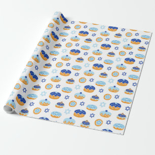 Hanukkah Jelly Donut Star of David Wrapping Paper