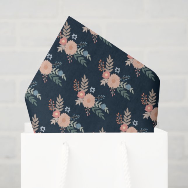 Hanukkah Jewish Bat Mitzvah Florals Hand-drawn Set Tissue Paper (Gift Bag)