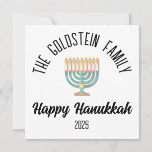 Hanukkah Jewish Chanuka Personalized Family Name Holiday Card