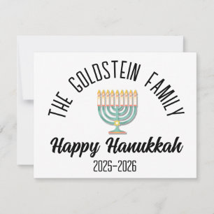 Hanukkah Jewish Chanuka Personalized Family Name Holiday Card