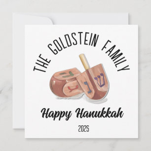 Hanukkah Jewish Chanuka Personalized Family Name Holiday Card