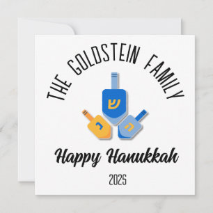 Hanukkah Jewish Chanuka Personalized Family Name Holiday Card
