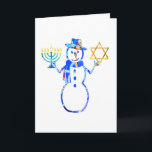 Hanukkah Jewish cute snowman Menorah Star of David Card<br><div class="desc">Celebrate the Jewish holidays with this adorable Chanukah Snowman! Funny Chrismukkah gifts for boys, girls. Great card for grandchildren from Grandparents. Bubbeh Bubbee Bubbie Zaydeh Zaydee funny Dads Funny Hanukkah idea for son, daughter. Great idea for Rabbi and Temple friends. Snowman with Star of David and Menorah Hanukkiyah Hanukiah. Inside...</div>
