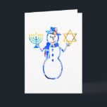 Hanukkah Jewish cute snowman Menorah Star of David Card<br><div class="desc">Celebrate the Jewish holidays with this adorable Chanukah Snowman! Funny Chrismukkah gifts for boys, girls. Great card for grandchildren from Grandparents. Bubbeh Bubbee Bubbie Zaydeh Zaydee funny Dads Funny Hanukkah idea for son, daughter. Great idea for Rabbi and Temple friends. Snowman with Star of David and Menorah Hanukkiyah Hanukiah. Inside...</div>
