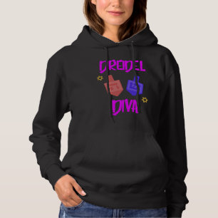 Hanukkah Jewish Dreidel Diva Womens Hoodie