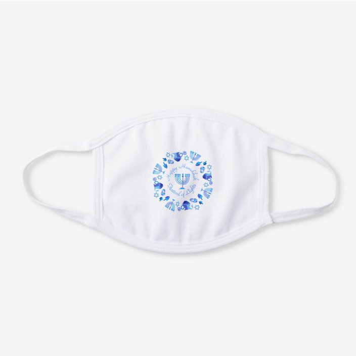 Hanukkah Jewish Holiday Chanukkah Menorah Blue White Cotton Face Mask Zazzle Com