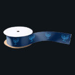 Hanukkah Jewish Holiday Hanukkiah Blue Decoration Satin Ribbon<br><div class="desc">Happy Hanukkah Party Jewish Holiday Festival of Lights. Winter Holiday Chanukkah Decoration with gold traditional Chanuka decorative symbols - Gold Hanukkiah menorah, candlestick with candles, wooden dreidels (spinning top), doughnuts (sweet donuts), star of David and glowing lights doodle cartoon blue pattern, cartoon style. Hanukkah Festival of lights Event Decoration. Jerusalem,...</div>