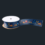Hanukkah Jewish Holiday Hanukkiah Blue Decoration Satin Ribbon<br><div class="desc">Happy Hanukkah Party Jewish Holiday Festival of Lights. Winter Holiday Chanukkah Decoration with gold traditional Chanuka decorative symbols - Gold Hanukkiah menorah, candlestick with candles, wooden dreidels (spinning top), doughnuts (sweet donuts), star of David and glowing lights doodle cartoon blue pattern, cartoon style. Hanukkah Festival of lights Event Decoration. Jerusalem,...</div>