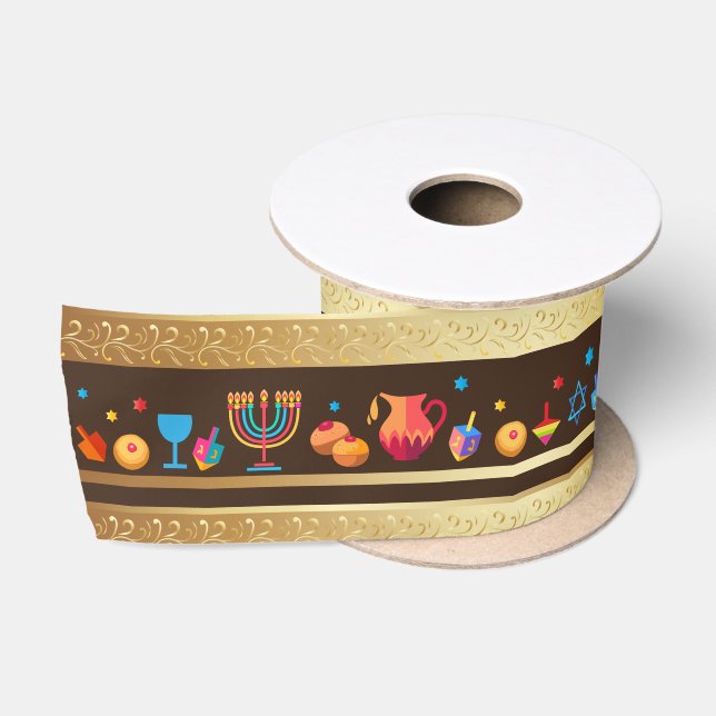 Hanukkah Jewish Holiday Hanukkiah Decoration Satin Ribbon (Spool)
