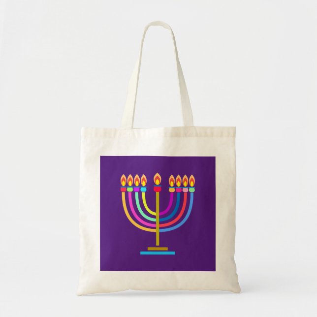 Hanukkah Jewish Holiday Hanukkiah symbol Judaica Tote Bag (Front)
