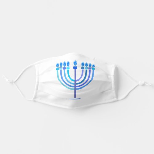 Hanukkah Jewish Holiday Navy Blue Menorah Pattern Adult Cloth Face Mask