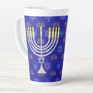 Hanukkah Jewish Menorah Latte Mug