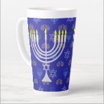 Hanukkah Jewish Menorah Latte Mug<br><div class="desc">A Blue Hanukkah Jewish Menorah Latte Mug</div>