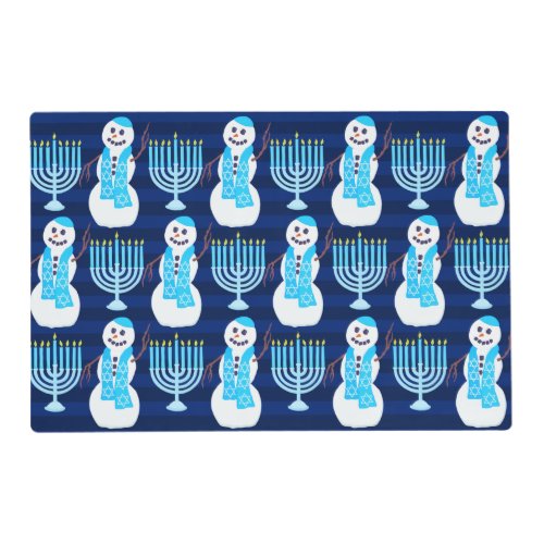 Hanukkah Jewish Snowman Menorah Hanukiah Pattern Placemat