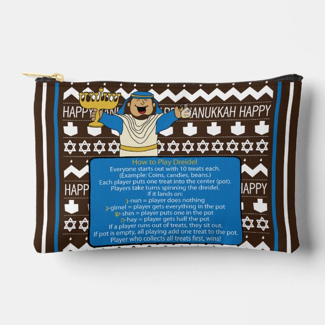Hanukkah Judah Maccabee Dreidel Accessory Pouch (Front)