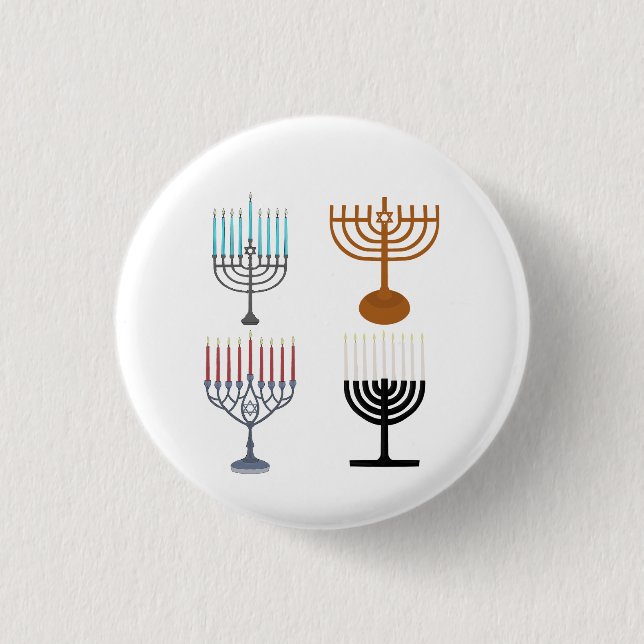 Hanukkah Judaism Jew Religion Button (Front)