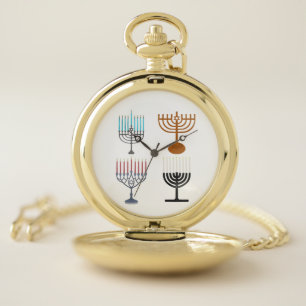 Hanukkah Judaism Jew Religion Pocket Watch
