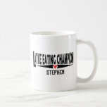 Hanukkah Latke Eating Champion Coffee Mug<br><div class="desc">Hanukkah "Latke Eating Champion" Chanukah Mug. Personalize by deleting text and adding your own message. Use your favorite font style, color, and size. Thanks for stopping and shopping by. Happy Chanukah/Hanukkah! Create a simply simple gift by adding some goodies to the mug, wrap it in cellophane and tie it with...</div>