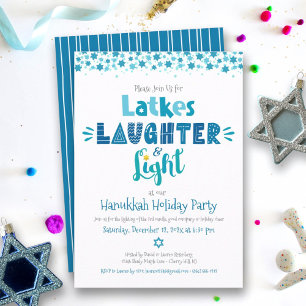 Hanukkah Latke Laughter Light Fun Modern Party Invitation