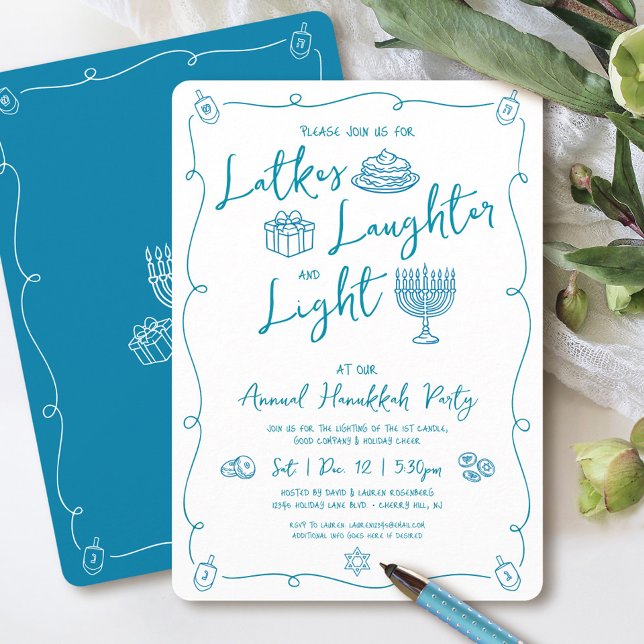 Hanukkah Latke Laughter Light Fun Whimsical Party Invitation (Creator Uploaded)
