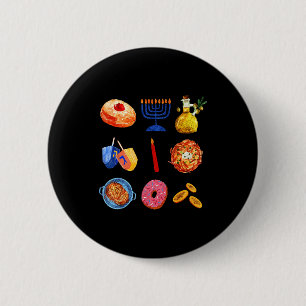 Hanukkah Latke Menorah Dreidel Donut Chanukah Jewi Button