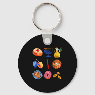 Hanukkah Latke Menorah Dreidel Donut Chanukah Jewi Keychain